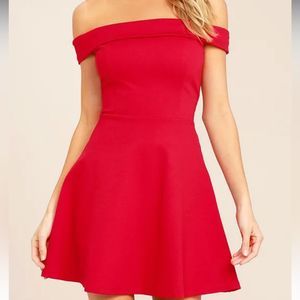 Lulu’s off shoulder little red dress